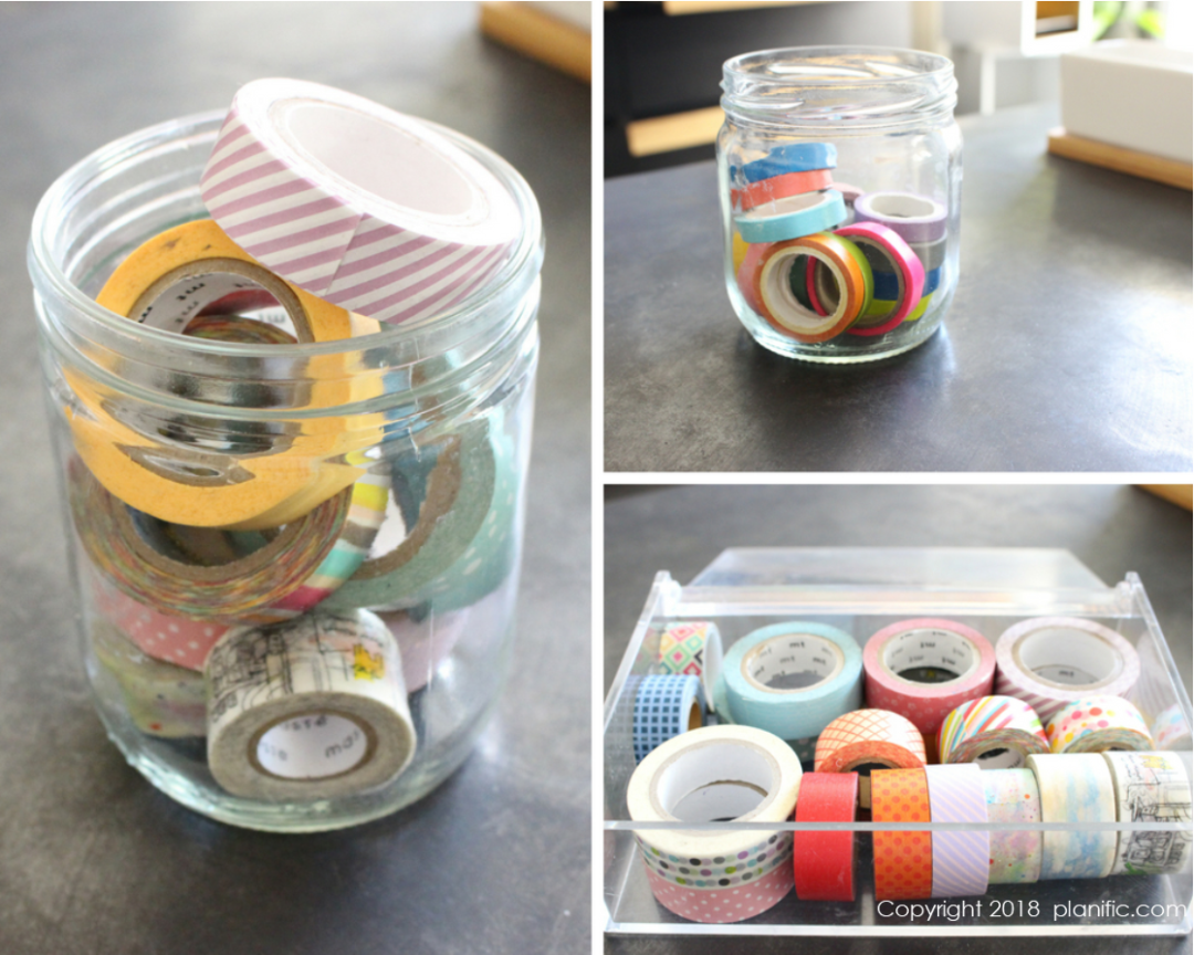 Boîte De Rangement Transparente 15 Compartiments - Pour Masking Tape (rouleaux <5 Cm) - Cloisons Amovibles